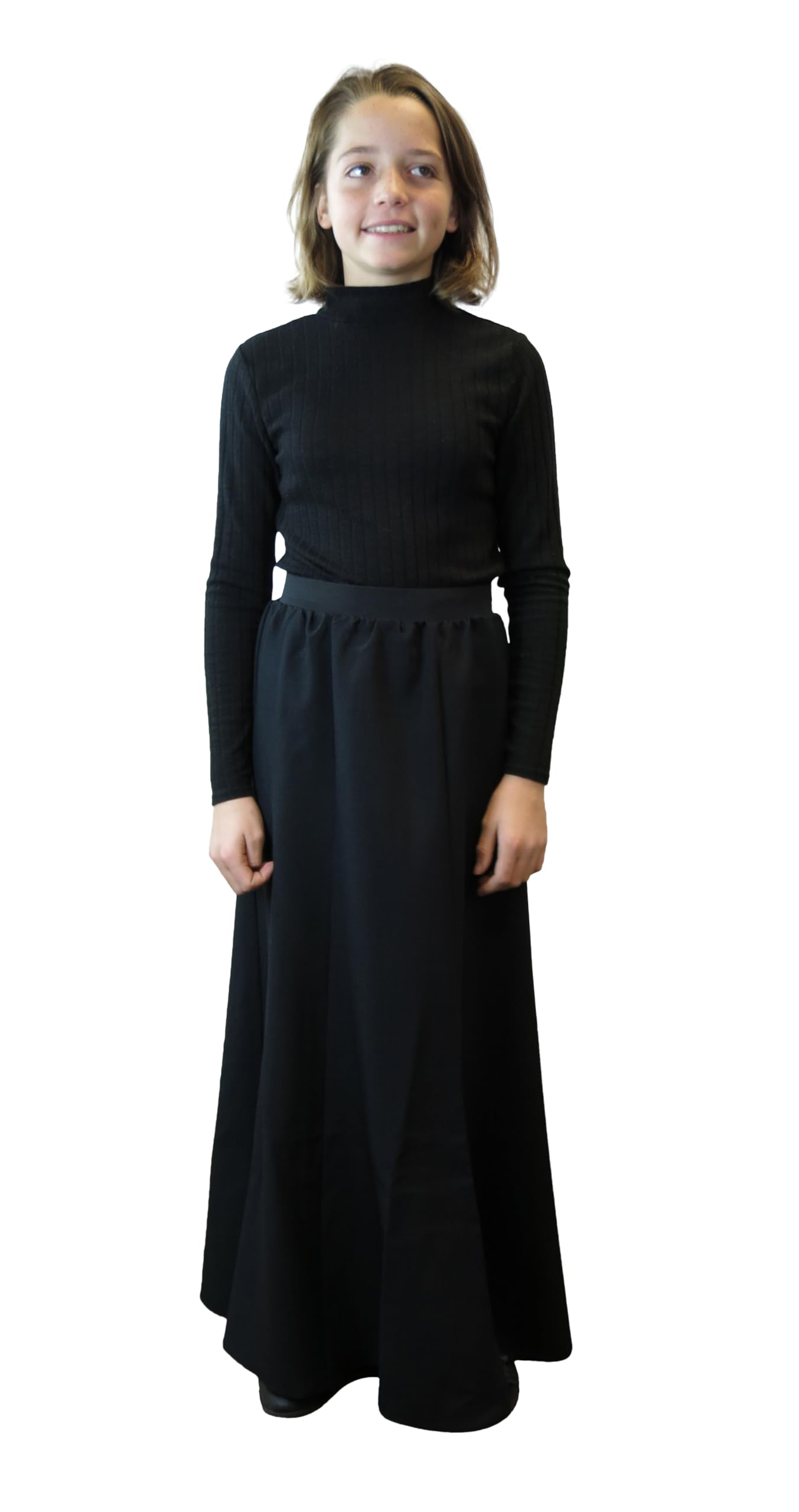 Brigitta Long Six Panel Skirt - Medium Black