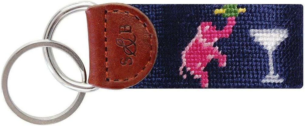 Elephant Martini Needlepoint Key Fob