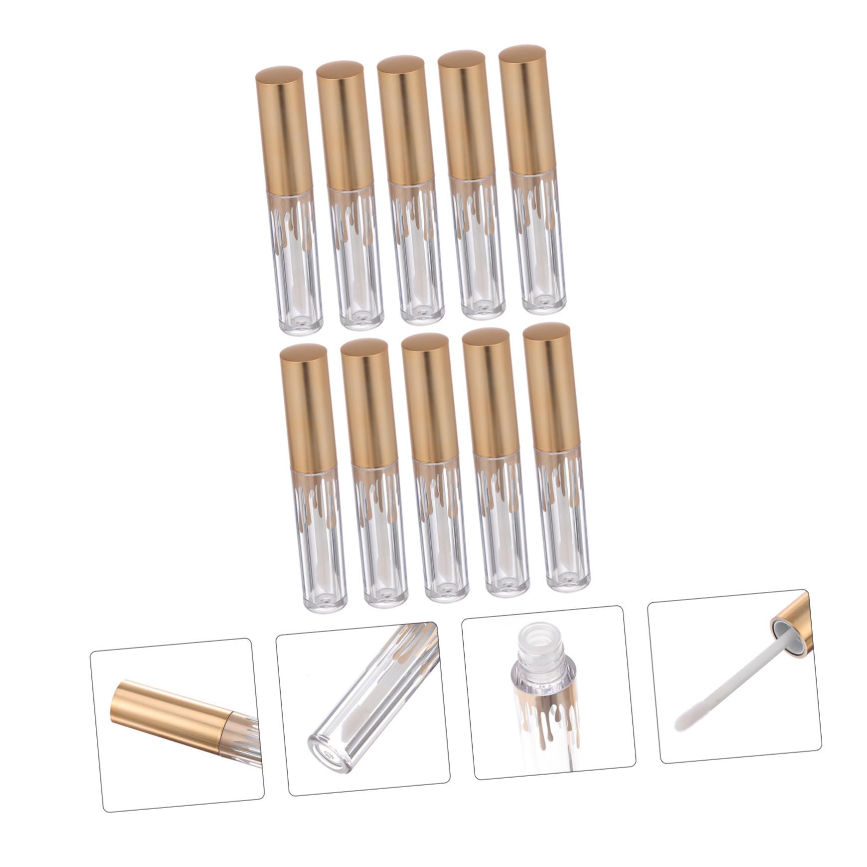 DOITOOL 20stücke Leere Lippenstift-rohre Mit Goldenen Wellen Zylindrische Behälter Für Lipgloss Und Lippenbalsam Für Reisen Und -kosmetik Pro Tube