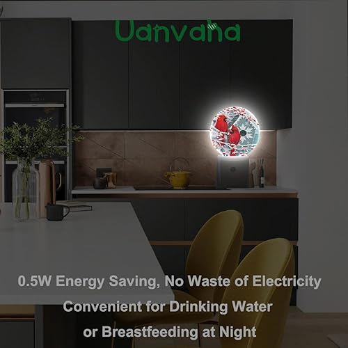 Miniatura 5 de Uanvaha Luz nocturna cardenal del norte, pájaro, pareja, en rama de abeto, nieve, caída, luces nocturnas, enchufables a la pared, 0.5 W, luces LED