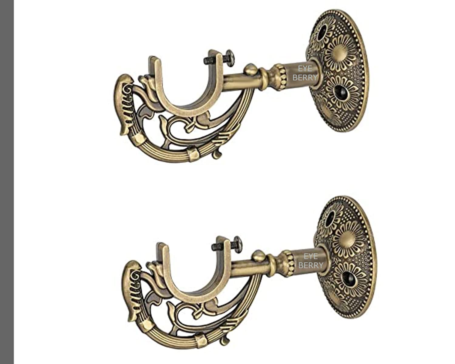 EYE BERRY BASI SALES WITH MISCELLANEOUS DEVICE aluminiumCurtain Bracket Support rajwadi desine Zink Metal 2 pcs (1 Set)