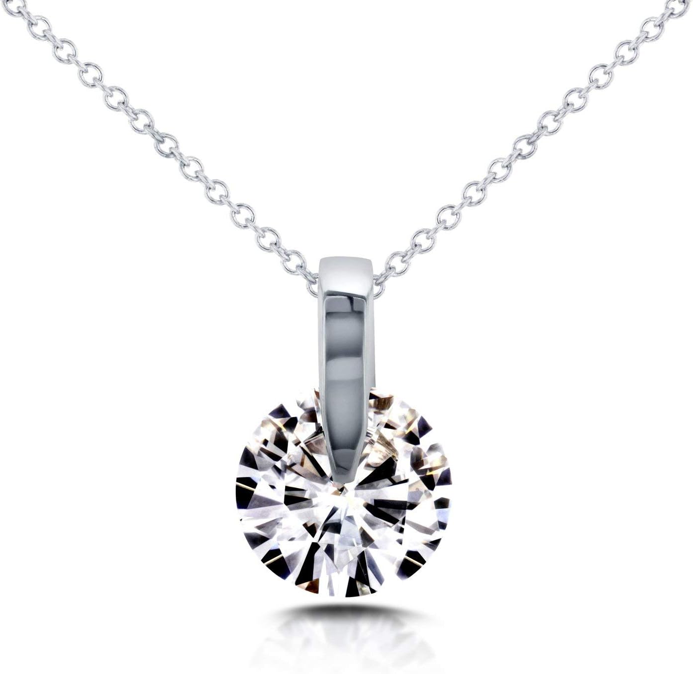 Kobelli Round Moissanite Wheel Solitaire Necklace 1 7/8 CTW in 14k White Gold