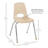 Vista 2 de FDP 11559-SD - Silla escolar apilable de 16 pulgadas, asiento apilable para estudiantes con patas de acero cromado y deslizadores de bolas