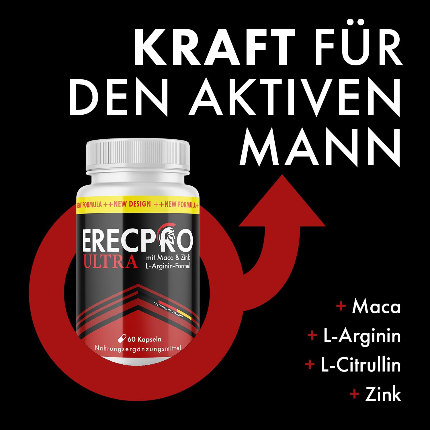 ErecPro Ultra Kapseln | Kraft für den aktiven Mann | mit wertvollen Inhaltsstoffen | 60 Kapseln Inhalt