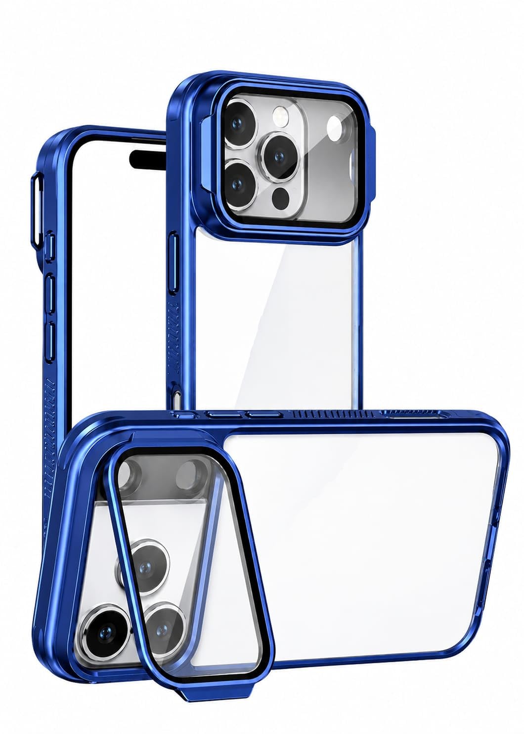 Sliding Camera Case for iPhone 17 Pro Max, Metallic Frame with Lens Protection, Transparent Back Panel, Scratch Resistant, Shockproof Slim Phone Cover (Blue)-image-20