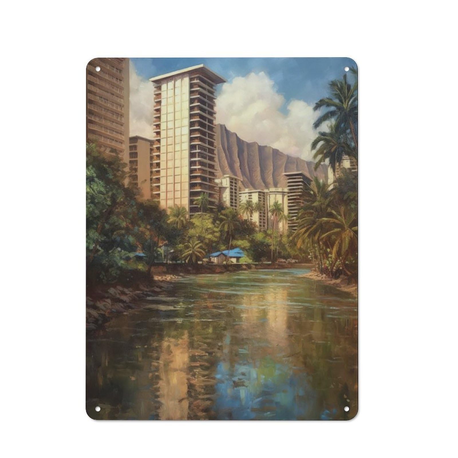 Junmoney Honolulu Charm Usa Retro Metal Wall Sign 40X30cm With For Garage Wall, A Decorative Metal Sign For Garages And Workshops