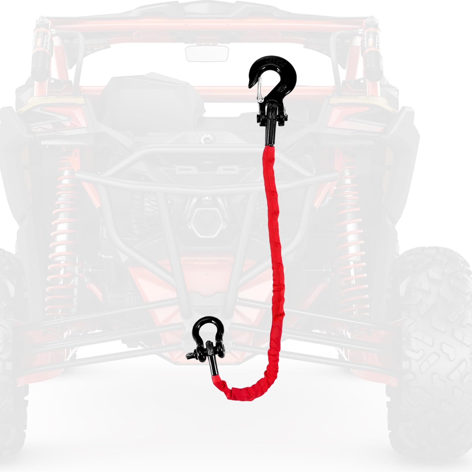 Gedlex 4FT Recovery Strap ATV UTV 18000lb with D Ring Shackle and Winch Hook Synthetic Tow Recovery Rope with Loops Premium Mudding Accessories
