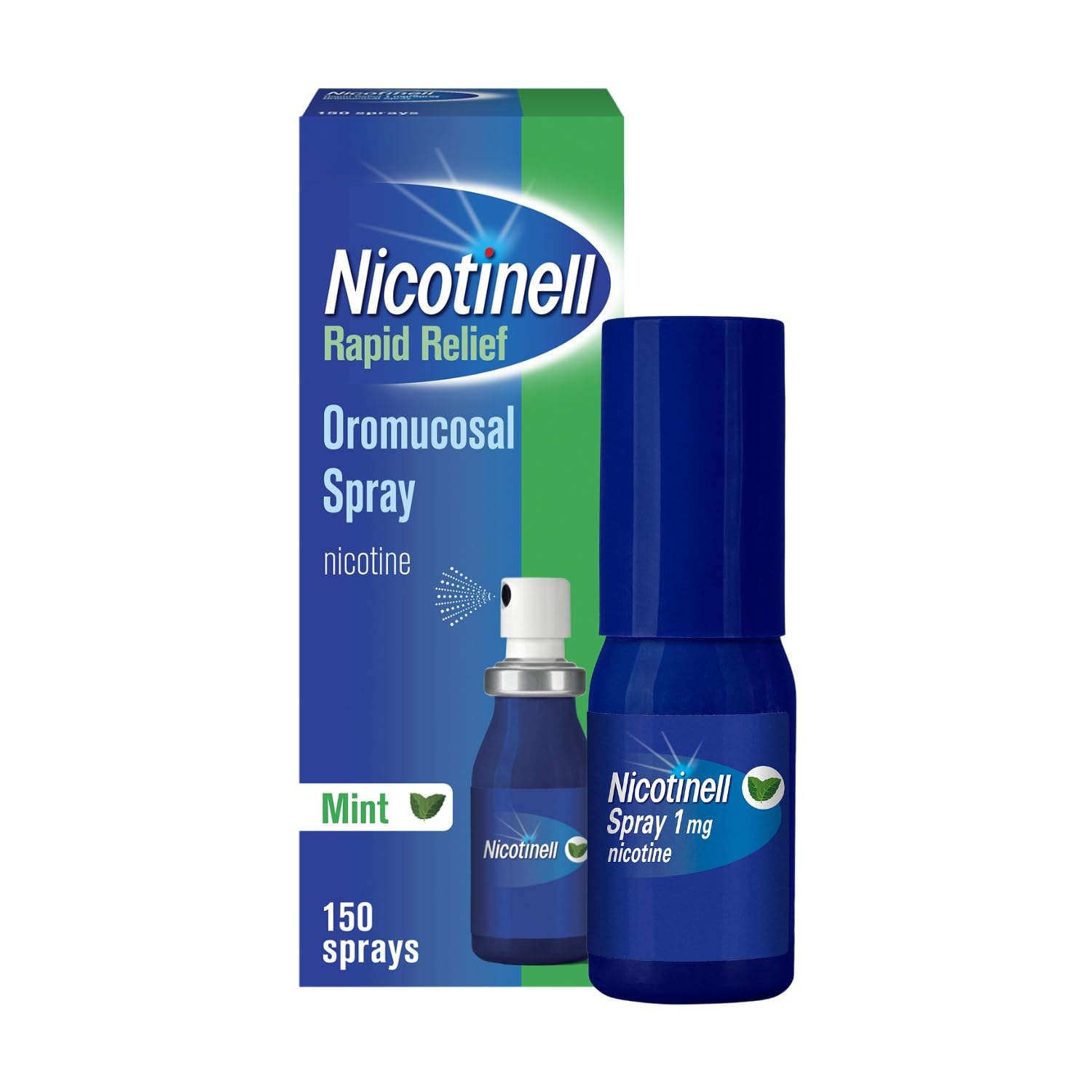 Nicotinell Rapid Relief 1mg Orumucosal Spray Nicotine MINT 150 Sprays EXP 10/27