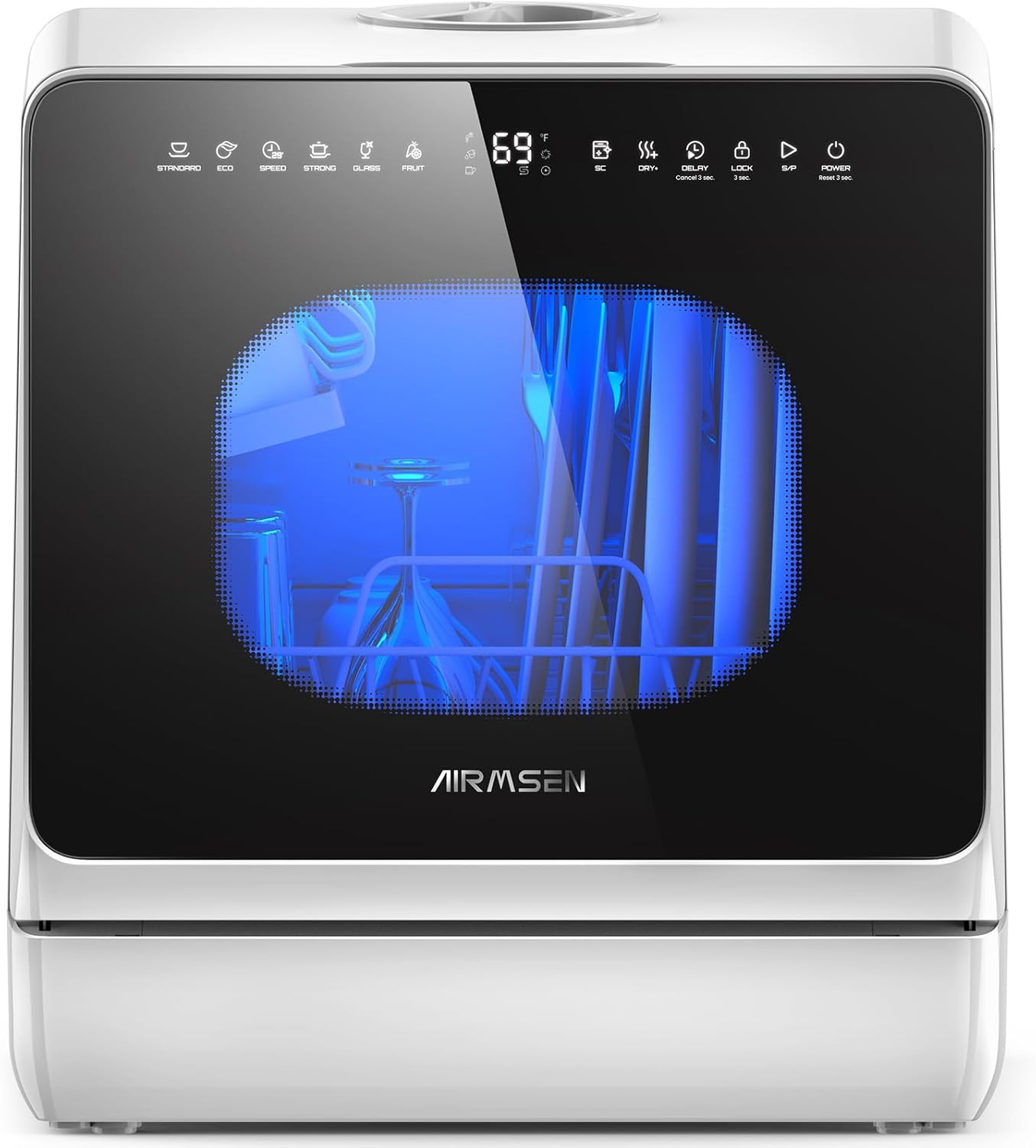 AIRMSEN Countertop Dishwasher – 8 Programs and 3 Useful Functions, Integrated Water Softener, Delayed Start, Child Lock, No Hookup Needed, Portable Mini Size for Home, Apartments & RVs AIRMSEN Countertop Dishwasher – 8 Programs and 3 Useful Functions, Integrated Water Softener, Delayed Start, Child Lock, No Hookup Needed, Portable Mini Size for Home, Apartments & RVs