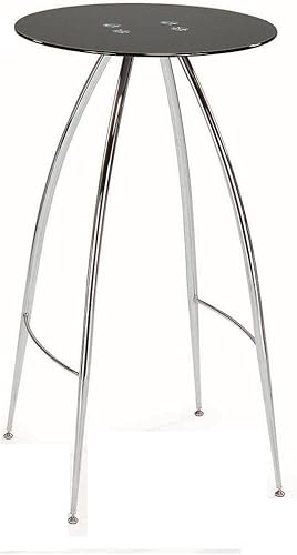 Nueva mesa de bar de altura de barra Spec con cristal templado negro y patas cromadas