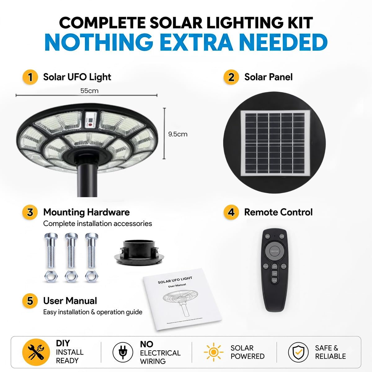Hardoll 500W Solar UFO Light - Waterproof Garden LED -5