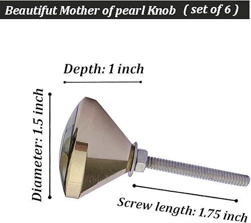 Miniatura 3 de Perilla Home Juego de 6 Pomos de Madreperla Dorada para Herrajes de Gabinete y Cajón (Marsella MOP)