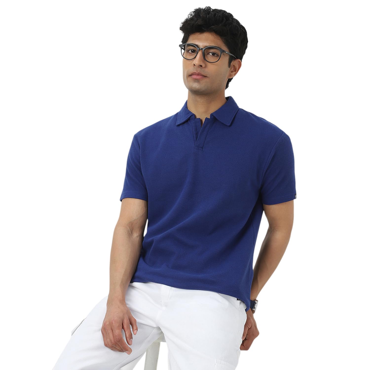 urbano fashion Men's Textured Regular Fit Half Sleeve Cotton Polo T-Shirt-picture-34