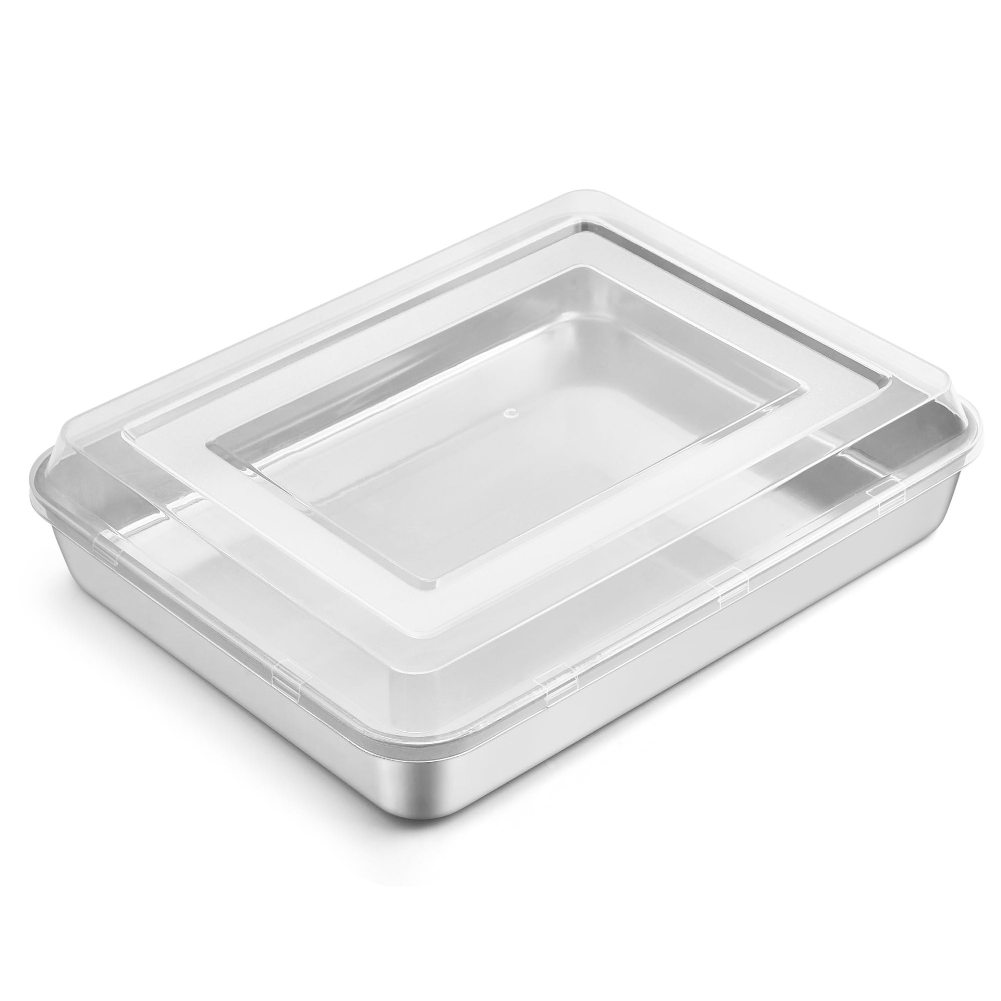 HaWare Backblech mit Deckel, Edelstahl Rechteckige Auflaufform Ofenblech mit Transportbox, 31,6x24,6x5cm, Tiefes Kuchenblech Fettpfanne für Brownie Kuchen Lasagna, Gesund & Ungiftig, Spülmaschinenfest