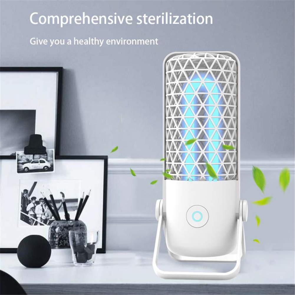 2.5W lámpara UV Esterilizador, portátil recargable ozono UVC la bombilla ultravioleta Hogar Luz de purificación de aire sistema de escritorio Luz Led,Blanco