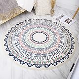 Miiciuib Boho Round Rugs, 4'x4' Round Bohemian Mandala Tassels Decor Carpet Woven Circle Mat for Kit