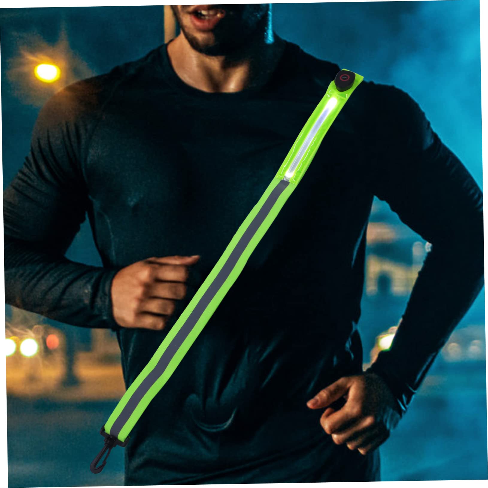2 Pièces Bande Élastique LED Réfléchissante pour Cyclisme Course Ceinture pour Activités Extérieures Réglable Confortable