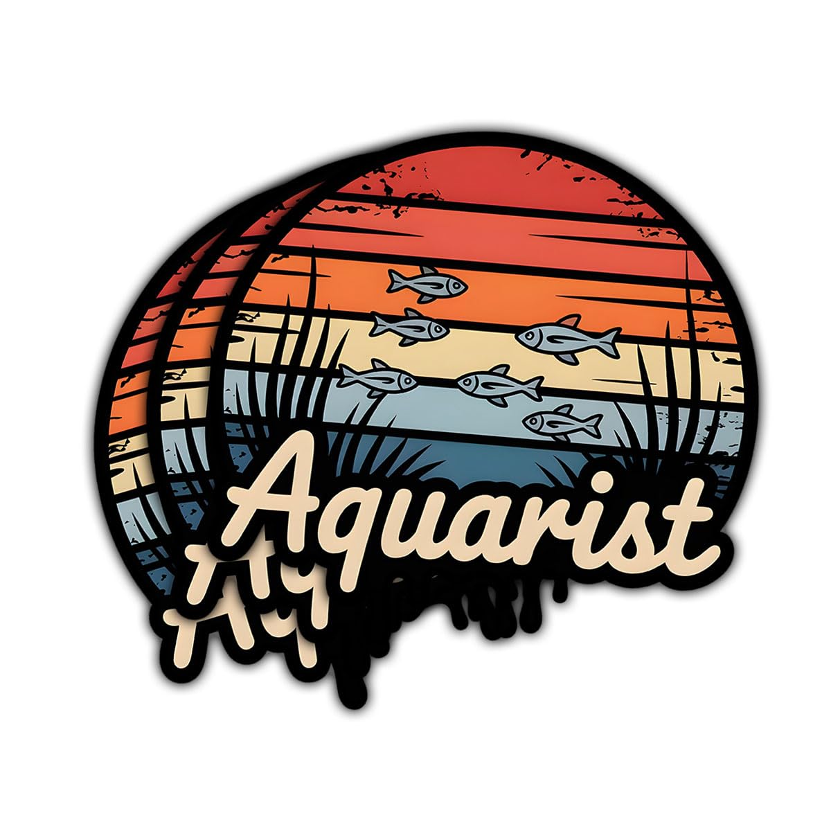 3 Pcs Aquarist Retro Fish Stickers, Vintage Aquarium Lover Vinyl Decals for Laptop, Water Bottle, Notebook, Scrapbook, Car Bumper, Gift for Fish Keepers, Aquascaping Fans, Teens, Friends 3 Inches