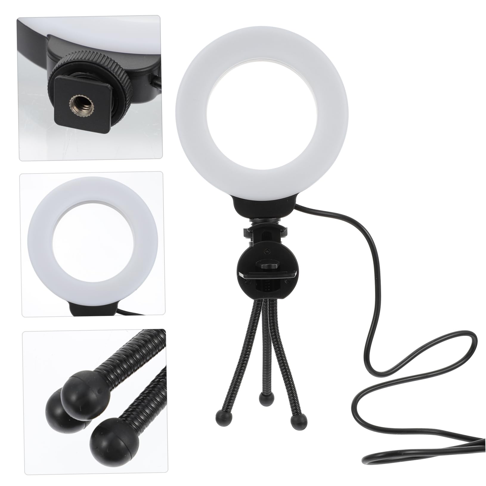 Angoily 1Set Ring Light for Laptop Webcam Portable LED Camera Light with Tripod for Video Conferencing and Broadcasting Brightness for Makeup and Streaming