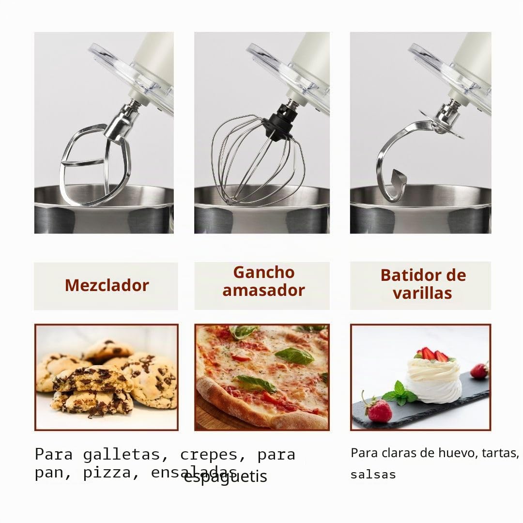 Girmi IM47 - Amasadora de 6 litros, capacidad de 6 litros, masa hasta 2,4 kg, 1500 W máx. Pulse, 10 velocidades, recipiente de acero inoxidable, accesorios incluidos, nata