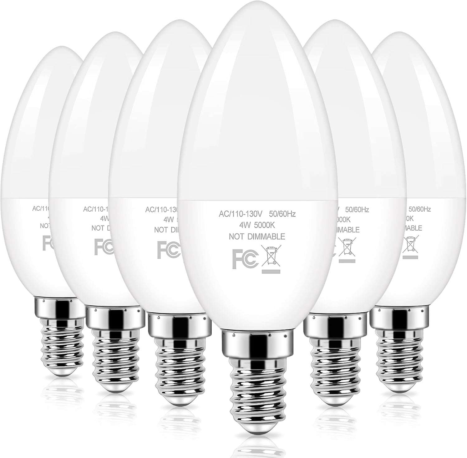 Brightever Candelabra 40W Equivalent LED Light Bulbs, 4W Candle Light