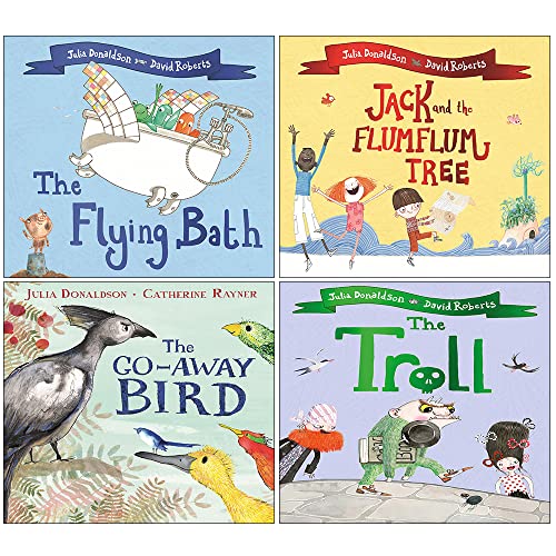 Julia Donaldson Collection 4 Books Set (The Flying Bath, Jack and the Flumflum Tree, The Go Away Bird, The Troll)