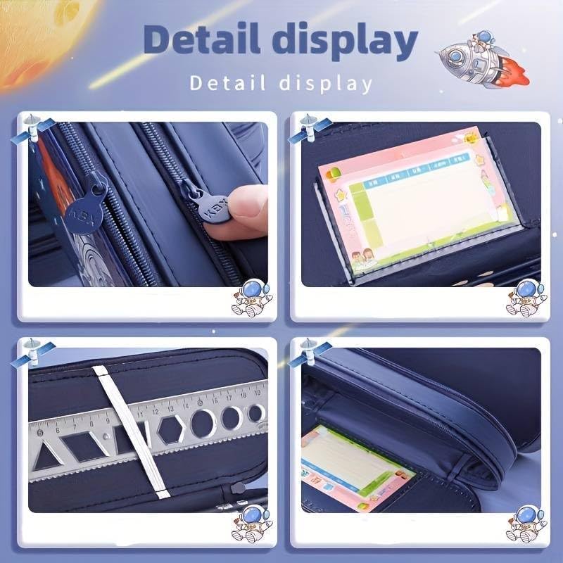 Image of Stylbase Pencil Box Suitcase for Boys & Girls | Hard School Pencil Case Geometry Box with Password Lock & Handle | Pencil Pouch for School Supplies Kids (Duke Blue)