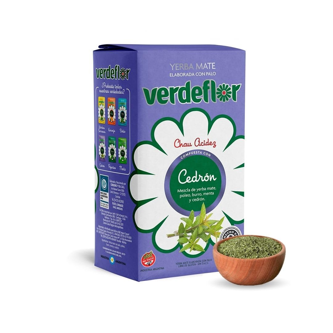 Verdeflor Yerba Mate Tea Lemon Verbena Goats Rue & Mint Infused 500g, 1.1LBS| Unsmoked Loose Leaf Clean Natural Energy Drink | Jitter Free | Enjoy With Yerba Mate Gourd and Bombilla | Made In Argentina