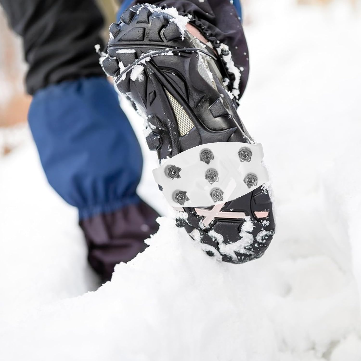 2 Pairs Shoe Snow Cleats, Crampon Traction Cleats Spikes, Metal Studs for Boot Grips, Non Slip Shoe Crampon Studs, Winter Supplies for Snow Activities