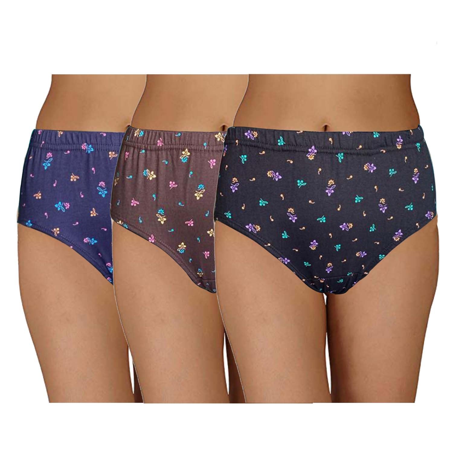 eve's Flora-in Ladies Shinker Mid Waist Hipster with Inner Elastic Waistband Printed Cotton Panties Pack of 3 (Size:- M to 4XL, Multicolour)-picture-29