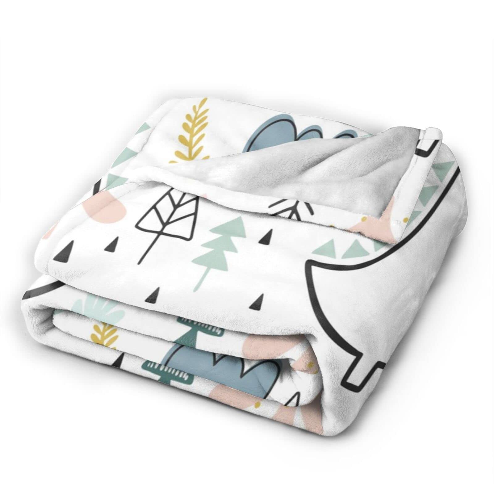 Amazon｜ブランケット 毛布 フランネル ひざ掛け恐竜 子供絵 北欧 森
