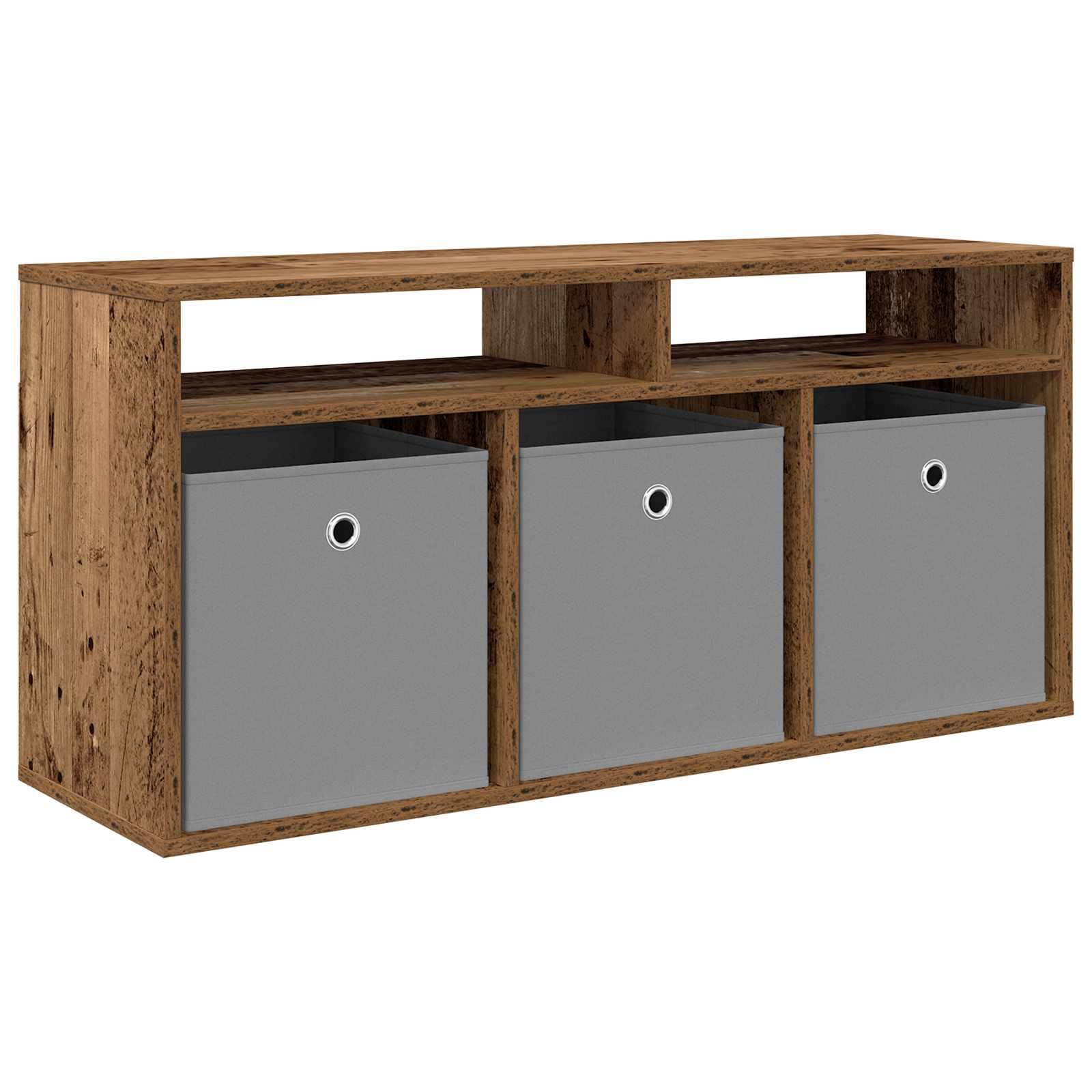 Mobile basso con cassetti, effetto legno anticato, larghezza 102 cm, mobile TV con 3 cassetti e 2 ripiani, credenza per soggiorno, mobile multimediale vintage in legno