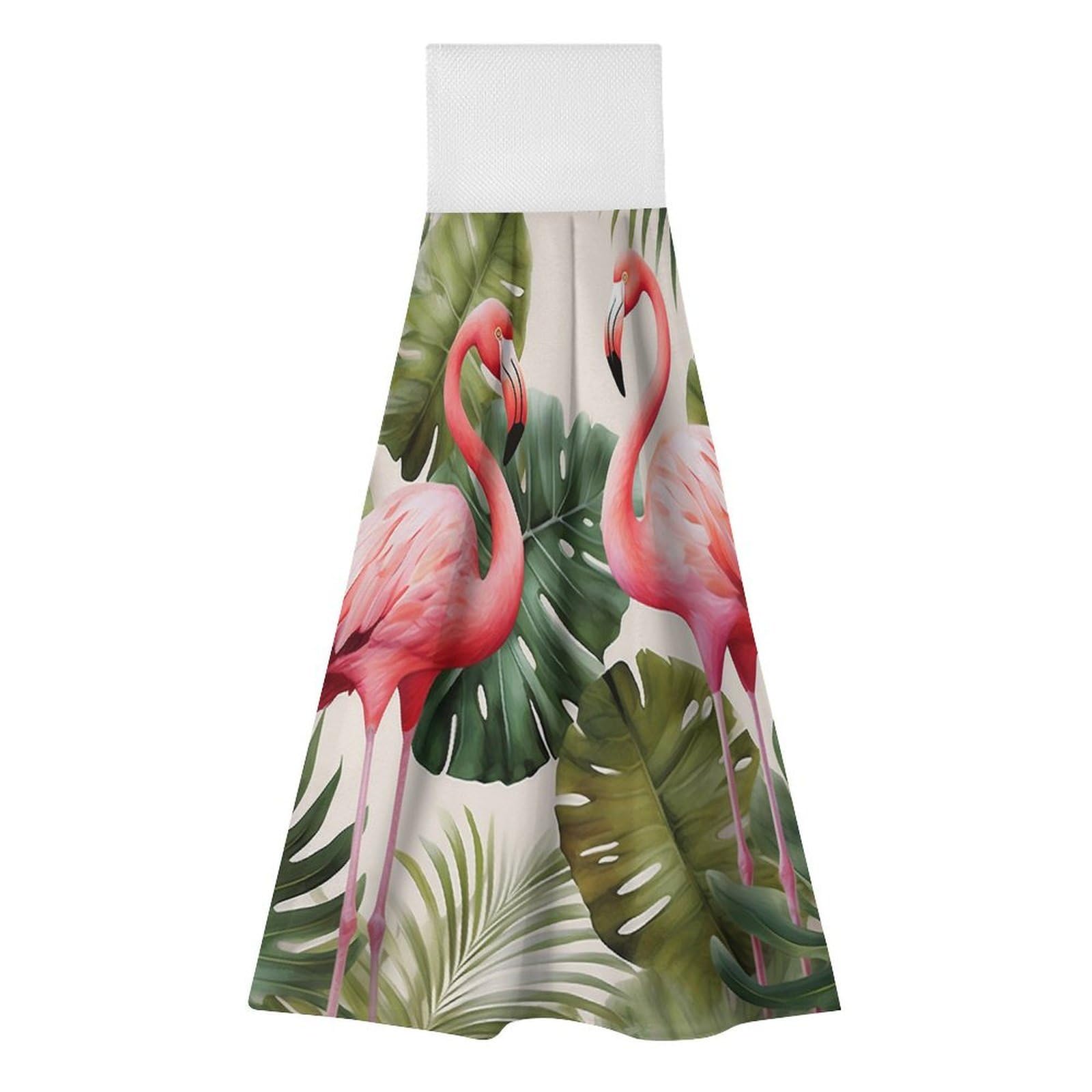 BTCOWZRV Flamingo Palm Trees Leaf Hanging Kitchen Towels with Loop, 2 PCS Luxury Hand Towels for Bathroom, Soft Microfiber Absorbent Face Towels Quick Dry Cleaning Cloths for Kitchen Dish Towels