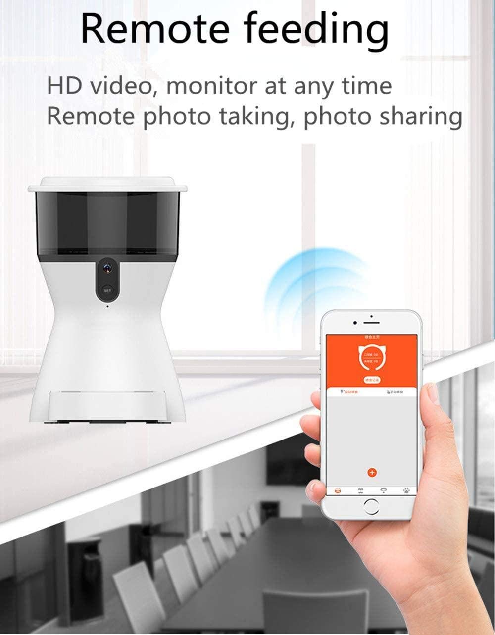 Alimentatore automatico di animali domestici Dispenser di alimenti umidi 4.L con timer Registrazione video HD 10s Telecamera per alimentazione remota per cane gatto Alimentazione a batteria / plug-in