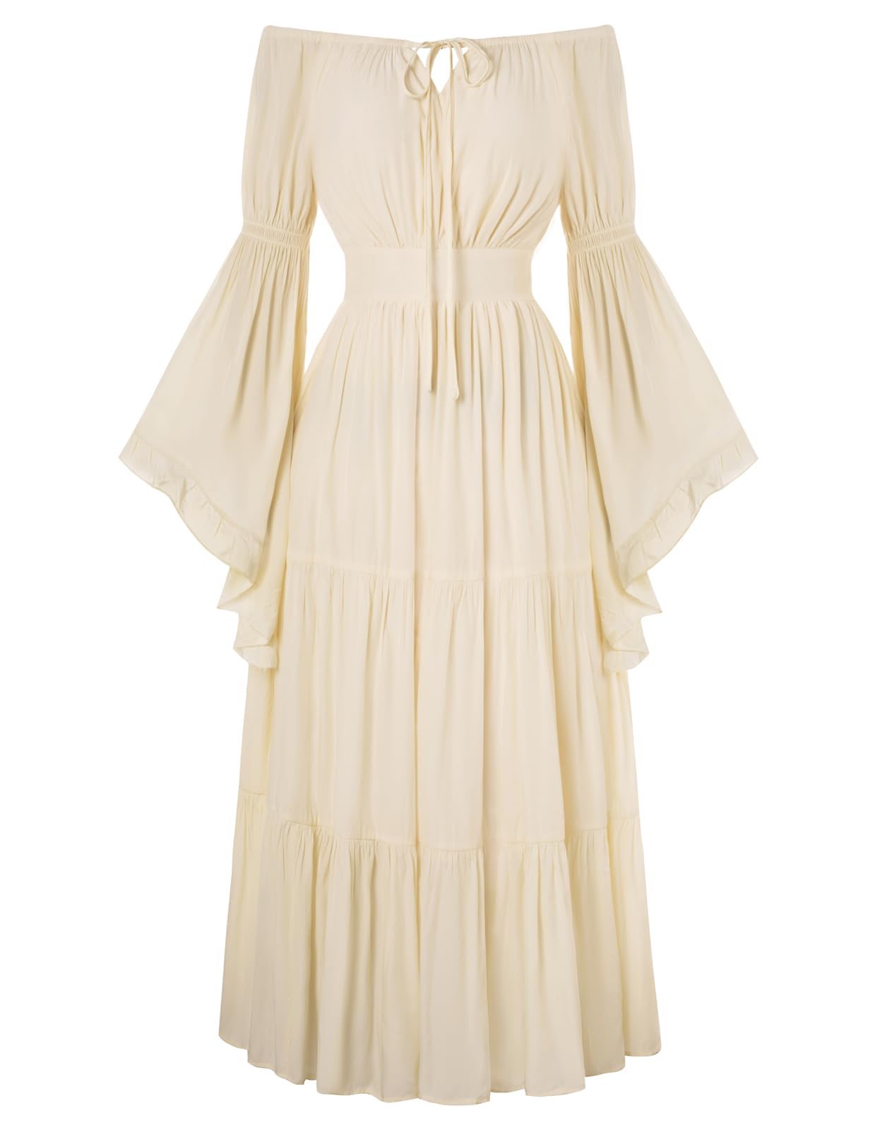 SCARLET DARKNESS Damen Renaissance Corsagenkleid Schulterfrei Lace Up Mittelalter Maxikleid