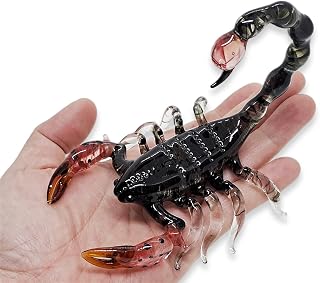 WitnyStore 4" Black Red Scorpion Artistic Blown Glass Insect Figurine Premium Hand-Blown Statue Tabletop Decoration Unique Collectible for Adult Collectors Handcrafted Elegant Home Room Decor