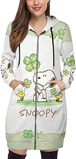 スヌーピー トップス パーカー レディース アウター ビック シルエット オーバー サイズ ロング ワンピース 長袖 アウター トレーナー 体型カバー 着痩せ 秋冬 暖か