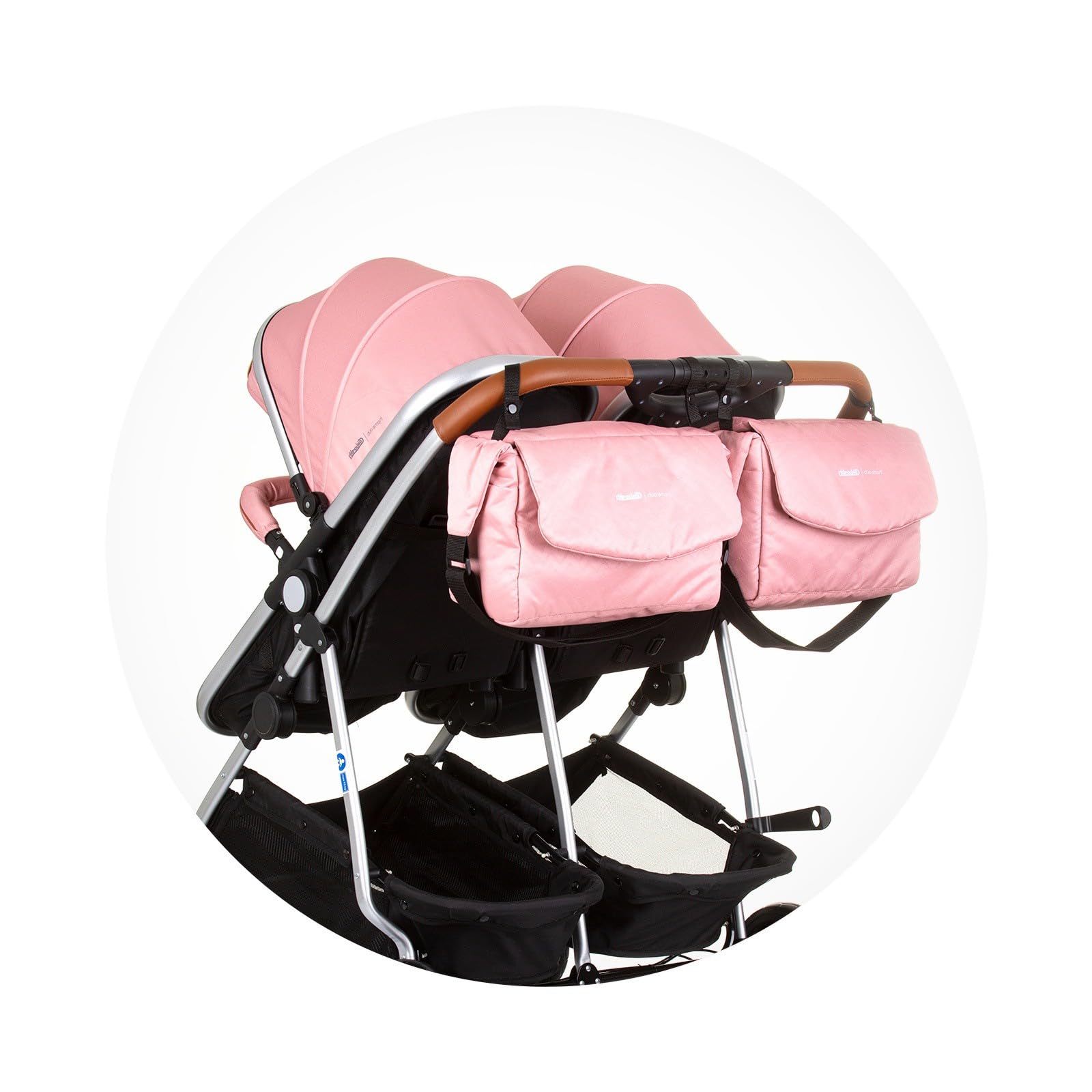 DUO SMART Poussette jumeaux ou enfants rapprochés largeur 79 cm Flamant rose sans cosy