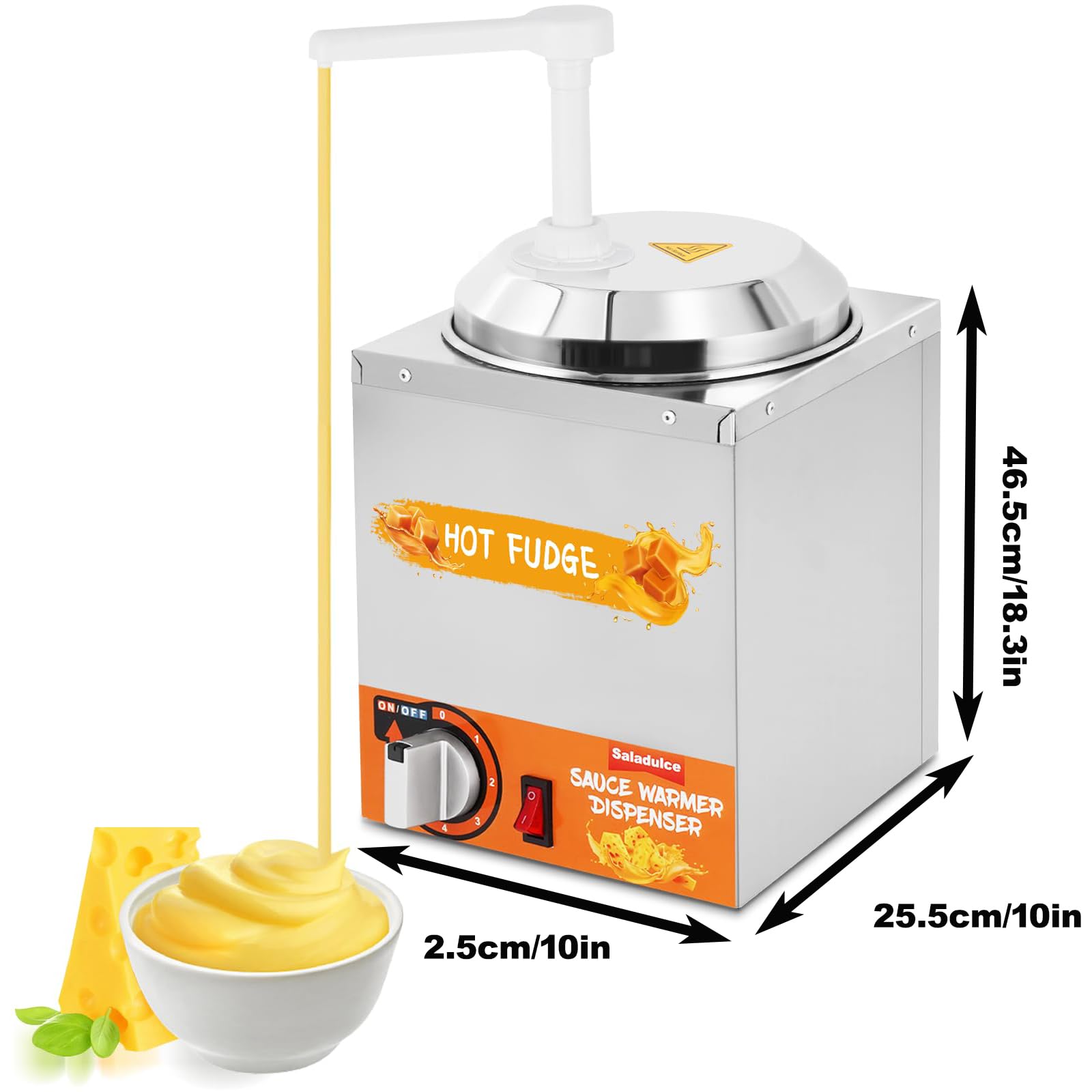 Nacho - Dispensador de queso calentador, calentador de salsa de 5 niveles con bombas duales, perfecto para dulce caliente, caramelo, nachos, fiestas, camiones de comida y eventos, tubo de acero