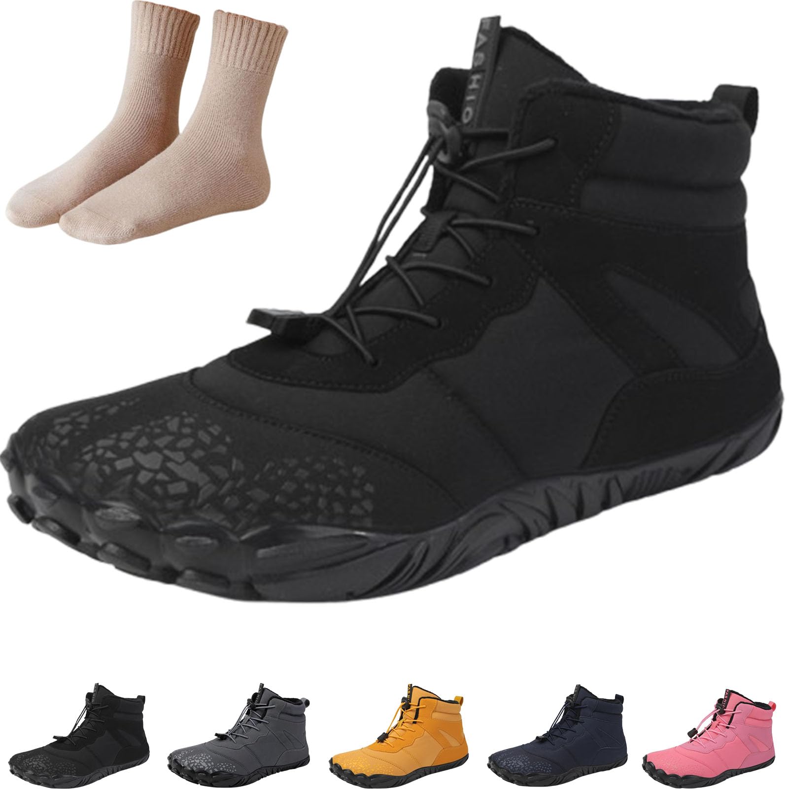 Hike Winter Barefoot Womens Men Waterproof Non-Slip Snow Shoes Casual Outdoor Warm Minimalist Footwear Walking Boots
