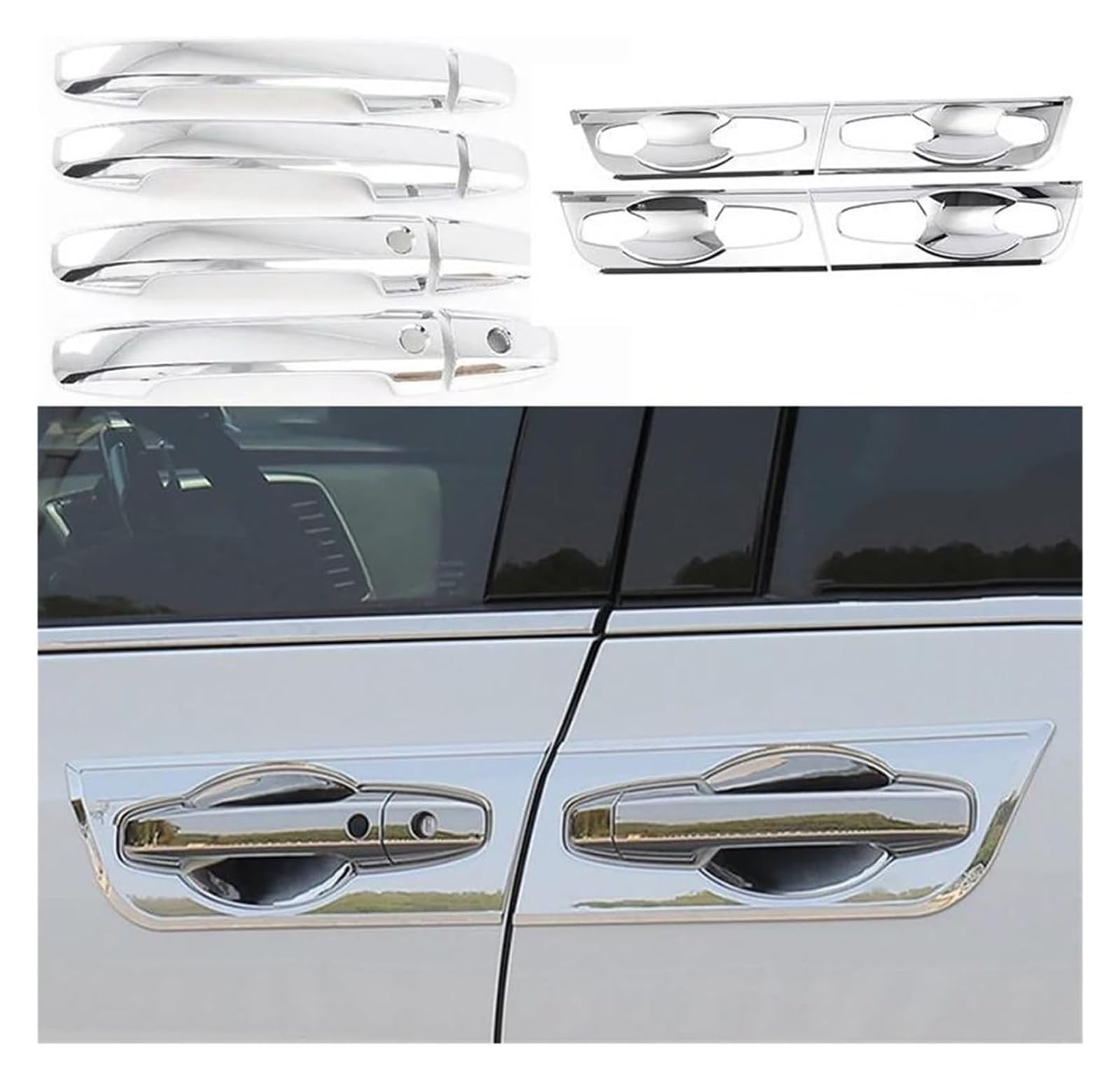 Qwqthgs Package B Car Exterior Door Handle Cap For Odyssey 2016-2021 Chrome Car Side Door Handle Covers Trim Sticker Auto Exterior Styling(Package B)