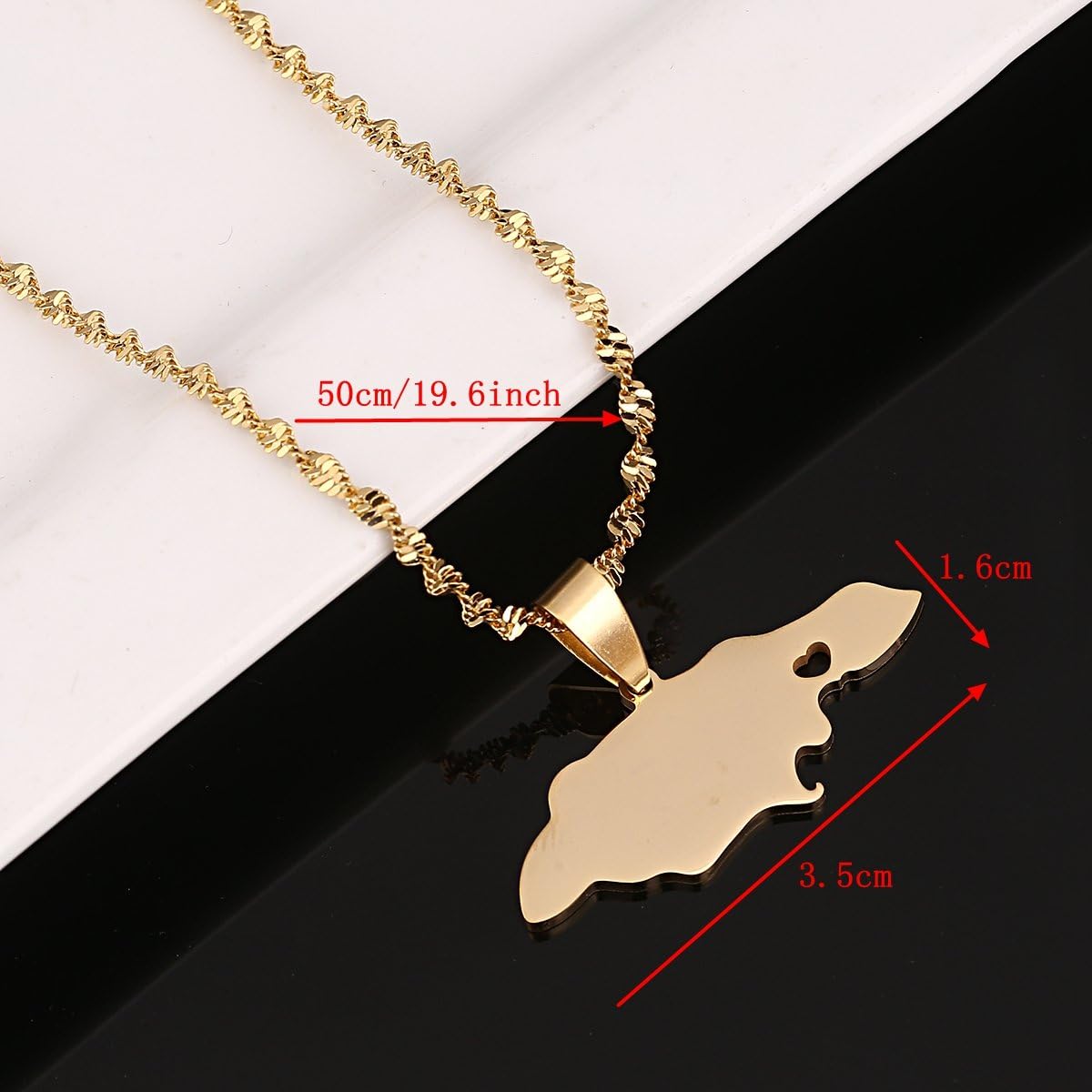 Silver Stainless Steel Jamaica Map Pendant Necklaces Jewellery Heart Jamaican Map Jewelry - Image 4