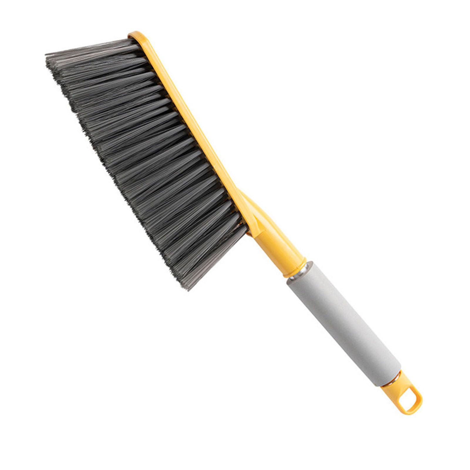 Hand Broom Dusting Brush, Bed Sweeping Brush Wear Resistant PP PET Soft Bristle for Living Room (Lemon Yellow)