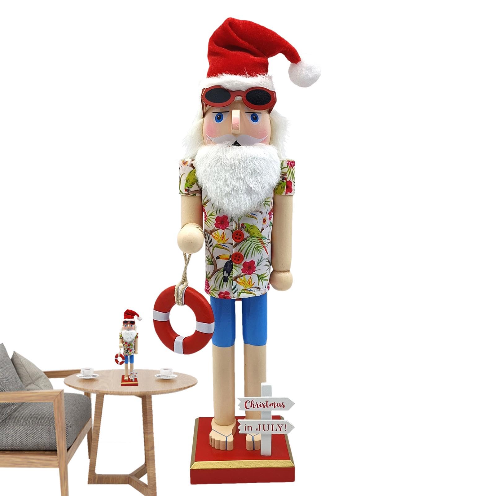 kerstfiguur notenkraker blauw / goud 10 x 8 x 38 cm