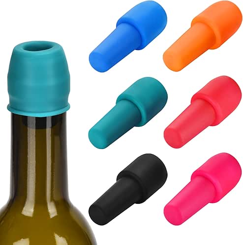 6 Pack Silicone Wine Stopper, Wine Stoppers for Wine Bottles,