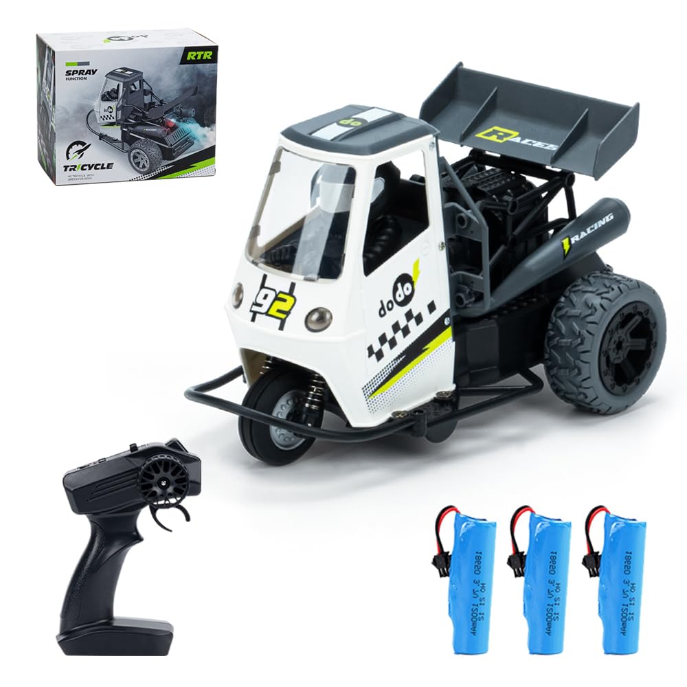 X-Verse Telecomando Stunt Car, RC Drift Tricycle, 2.4 Ghz 1:16 Alta Velocità Moto Elettrica Giocattoli, Regali per Bambini - 3 Batterie