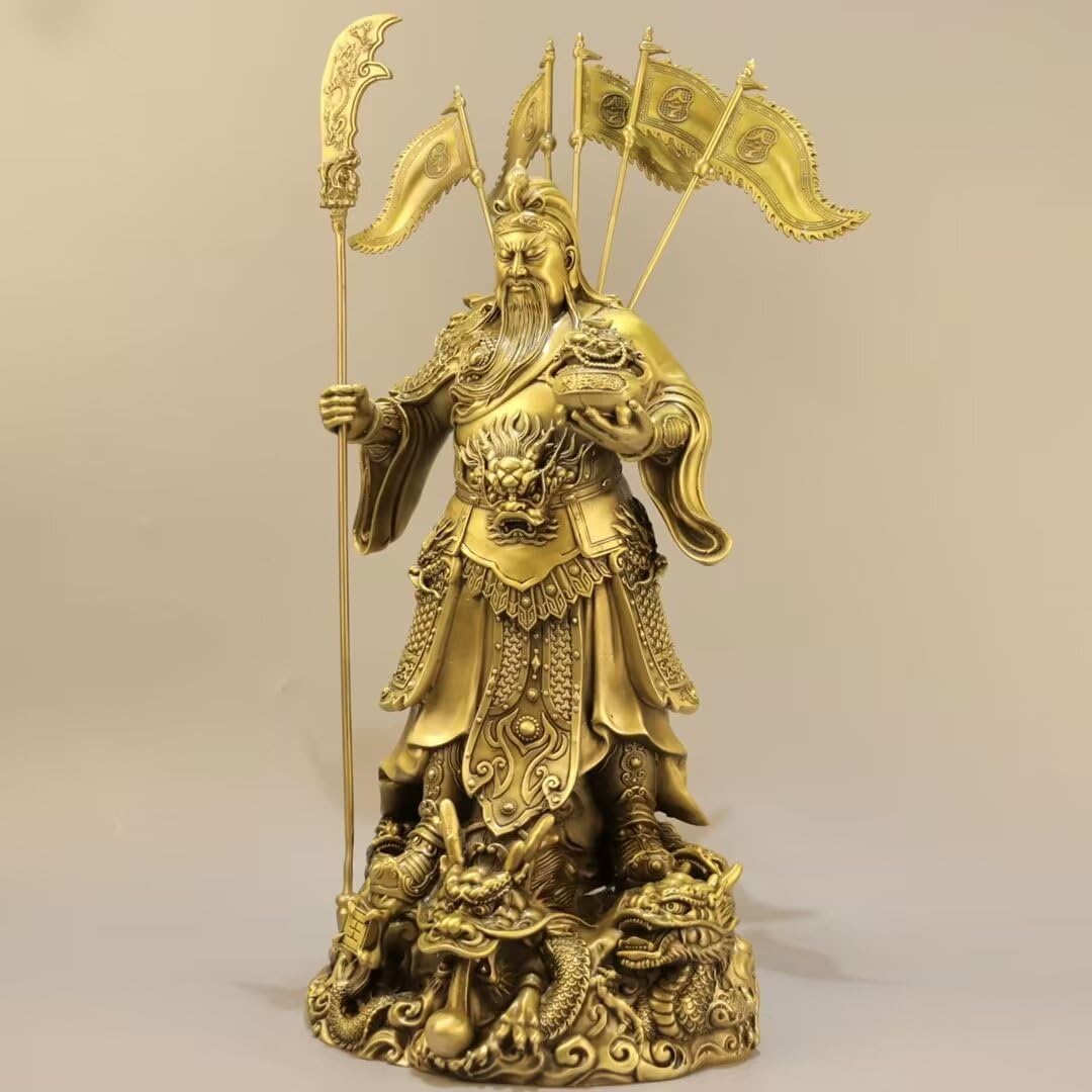 Estatua de Bronce de Guan Gong, Tienda de decoración del Dios marcial de la Riqueza, Suministros para el hogar de la Empresa (1 * 45 * 40 * 88 cm)