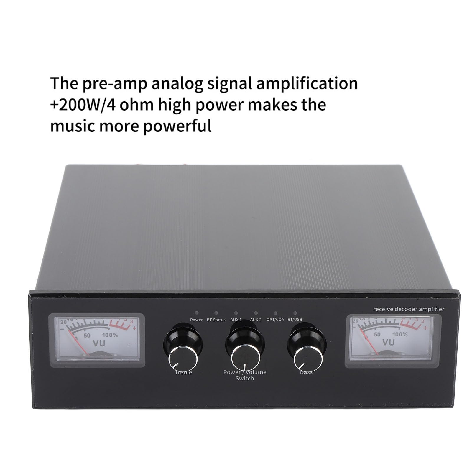 Generic Amplificador de 200W Basco de Agudos Ajustables HiFi Amp Estereo para Entusiastas de la Música Aleación de Aluminio (Enchufe de la UE)