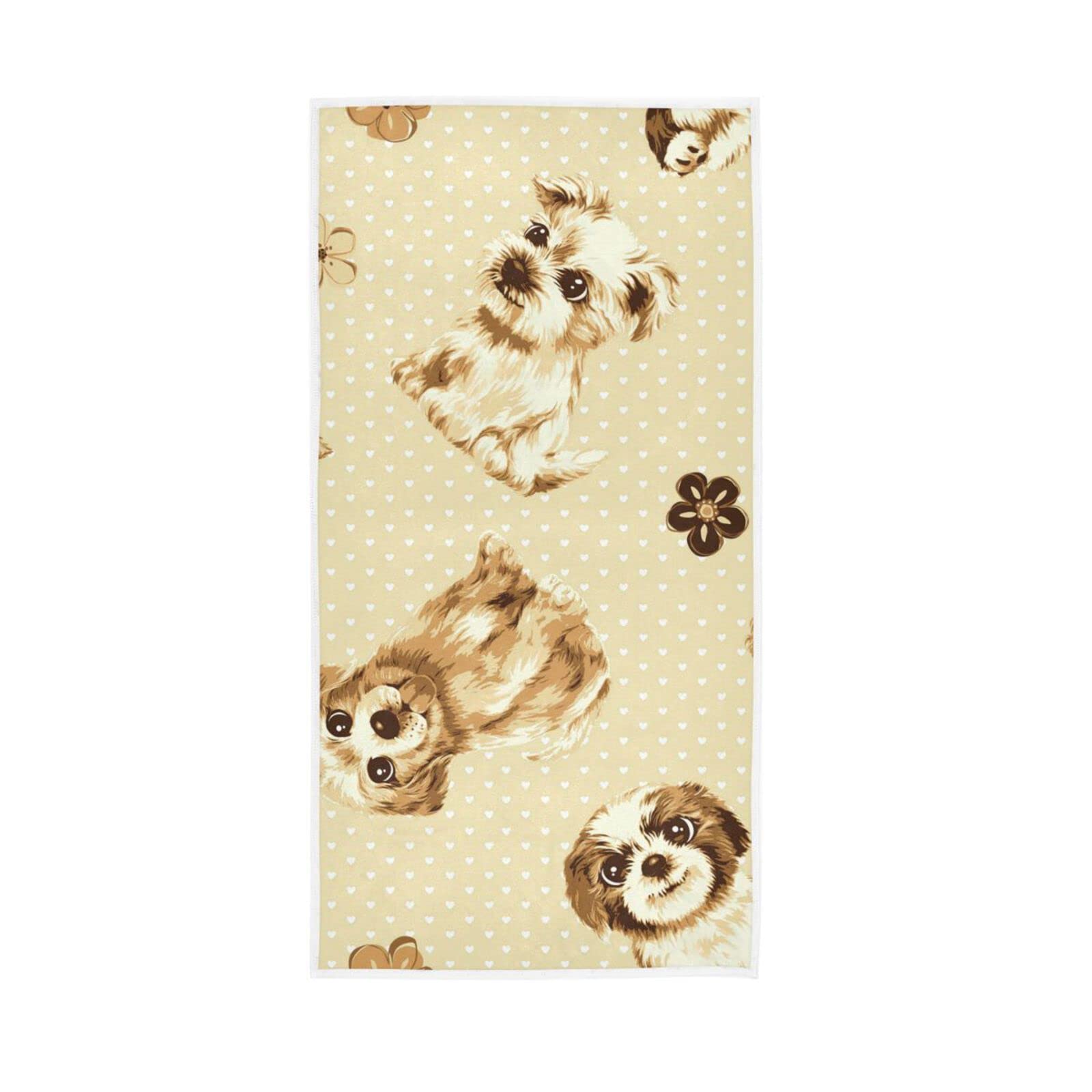 LSRCPD Hand Towels Retro Dog Pattern Decor Fingertip Soft Face Towel Absorbent Bathroom Kitchen Towels