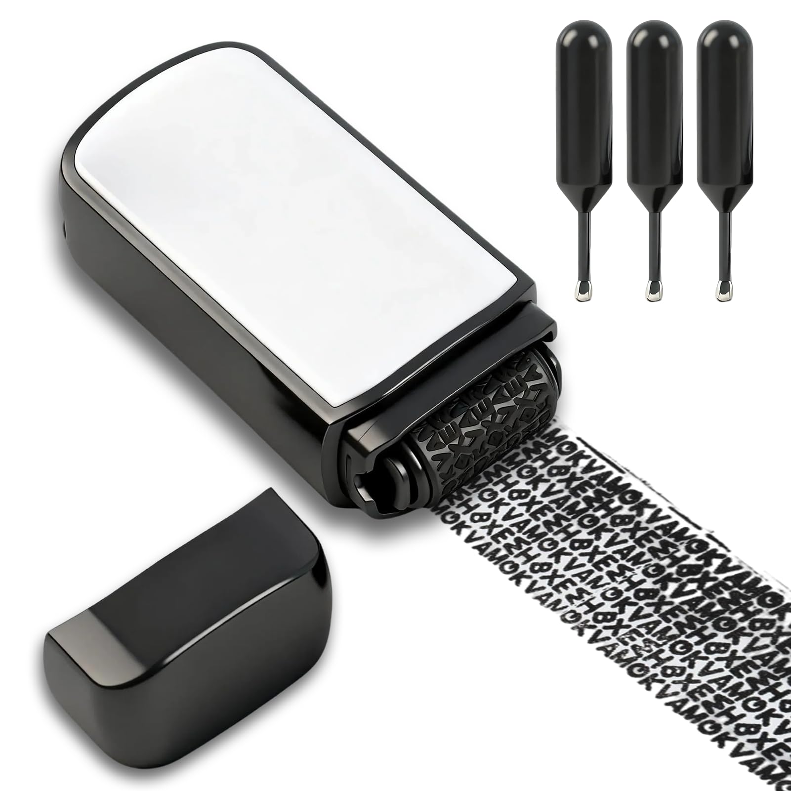 Address Privacy Roller Stamp, Confidential Information Cover Stamp with 3 Refills, Document Privacy Protection Roller for Mail, Parcels and Paperwork, Cover up Private Information on Parcels